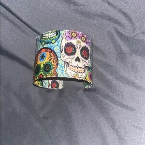 Colorful Sugar Skull Cuff Bracelet